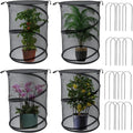 4 Pack Pop up Plant Covers Tent from Animals, 20"H X 13"D Insect Barrier Mesh Plant Guard Cover Net Black Garden Plant Protectors Mini Greenhouse Plant Protection Cage with Stakes for Outdoor Plants