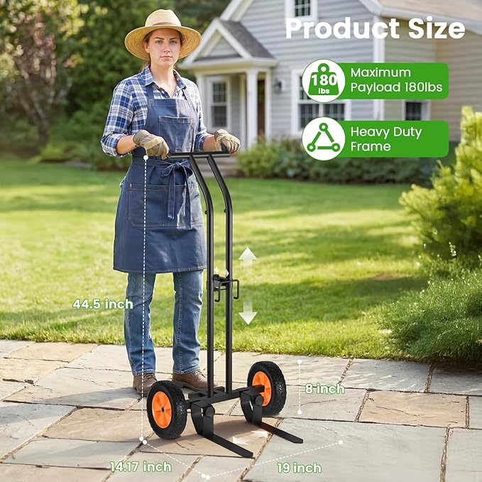 Heavy Duty Plant Dolly with Wheels, Adjustable Plant Caddy Pot Mover, No-Bend Rolling Garden Trolley with Suction Cups & Strap for Indoor Outdoor Planters, Black