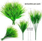 Artificial Monkey Grass Outdoor Shrubs - 20 Bundles Fake Plants UV Resistant No Fade Faux Plastic Greenery Home Garden Porch Patio Decoration Office Indoor (Green Grass)