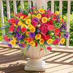 Artificial Flowers for Outdoors, Artificial Petunias Paired with Lavender UV Resistant Plastic Flower,Spring Flowers Used for Hanging Flower Pots, Porch Windows,Weddings Decorations (12 PCS)