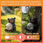 Lavezee Black Bear Statue Outdoor Garden Decor, Bear Figurine Holding Glowing Orb for Garden, Patio, Yard Decor