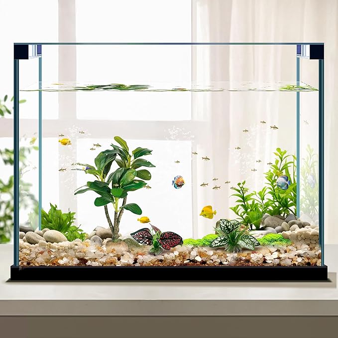 Moonorange Reptile Artificial Plants, Big Terrarium Plants Decorations Supplies, Aquarium Fish Tank Plants, Amphibian Habitat Hideout Tank Accessories(L Set-3pcs/H)