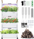 Indoor Hydroponic Growing System with 81 Pods Herbs Garden Kit with 30W Led Grow Light Large Movable 3-Layer Floor-Standing Hydroponic Gardening System for Vegetable Fruit
