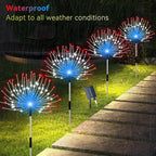 Slyuexu Solar Garden Lights Outdoor, 4 Pack Total 480 LED Solar Firework Lights Decorative 4th of July Decoration, Outdoor Waterproof Lights for Outside Yard Garden Pathway Decor