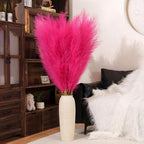 Premium Faux Hot Pink Pampas Grass – 55" Tall Ultra-Fluffy 24-Branch One-Piece Stems No Assembly, Luxury Silk-Feel Feather Flowers for Boho Wedding Girls Room Home Decor (Fuchsia, 8 Stems)