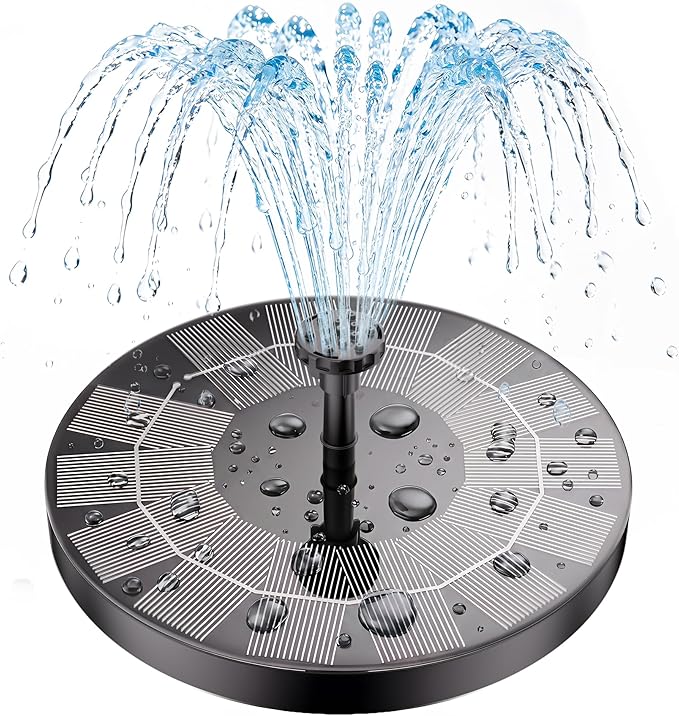 AISITIN 2.5W Solar Bird Bath Fountain Pump, Solar Fountain Pump for Bird Bath with 6 Nozzles, 6.7" Solar Powered Water Fountain Pump for Garden, Ponds, Pool, Fish Tank, Aquarium and Outdoor