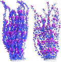 Hamiledyi Aquarium Plastic Plants Aquarium Decor Artificial Fish Tank Plants,Tall Fish Tank Decorations, Extra Large Aquarium Plant 23.6-inch Tall,2PCS（Purple Style A）