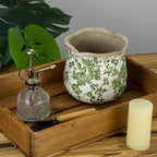 Dosayes Rustic Ceramic Planter, 6 Inch Tuscan Vintage Flower Pot with Drainage, Farmhouse Garden Pot for Indoor Plants, Kitchen & Garden Tuscan Decor, Plant Lover Gift (Green)