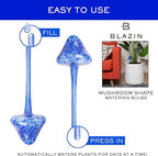 Blazin Indoor Plant Watering Globes | Mushroom Shape | Automatic Self Water Bulbs | Aqua Water Globe | Decorative Hand-Blown Glass | 4pc Deluxe Set (Large)