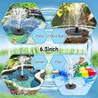 Yzert Solar Fountain, 3-Level Adjustable Water Height, 3.5W Glass Powerful Outdoor Fountain Pump with Rotating Rods & 7 Nozzles for Bird Bath, Garden, Pond, Patio, Flower Pot (2026 Model, Black)