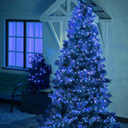 Dazzle Bright 300 LED Christmas String Lights, 100 FT Connectable Waterproof String Lights Green Wire with 8 Modes, Xmas Vintage Decorations for Indoor Outdoor Party Yard Garden Decor (Blue)