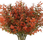 RECUTMS 8 Bundles Artificial Fall Flowers No Fade Faux Autumn Plants, Fake Indoor Outdoor Greenery Decorations for Thanksgiving Christmas Wedding Party Home Garden Fireplace Décor(Fall Eucalyptus)