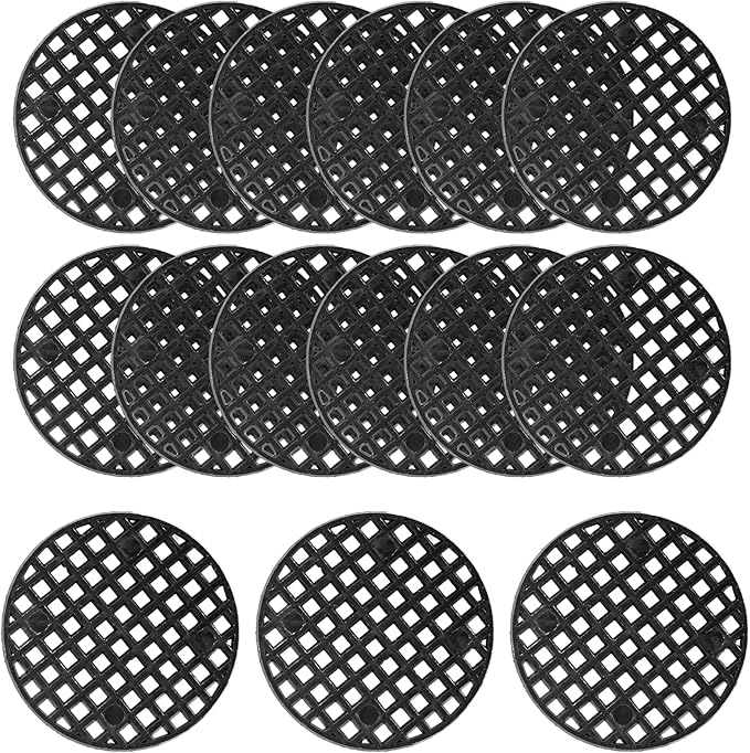 Bivethoi 100pcs Plant Pot Mesh Hole Cover Bonsai Drainage Mesh Insert, Flower Pot Hole Mesh Pad Bottom Grid Mat, Round Mesh Screen Pot Bottom Gasket for Garden Prevent Soil Loss (1.8" / 45mm, Black)
