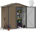 DWVO 6x4ft Outdoor Storage Shed, Lockable Metal Tool Storage Sheds, Waterproof Garden Sheds with Vents for Backyard, Patio, Garage, Lawn, Brown