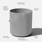 Veradek Mason Series Demi Planter - Large Round Planter for Indoor or Outdoor Patio/Balcony | Made from Plastic & Concrete with Drainage Holes | Modern Décor for Flowers, Trees, Tall Plants
