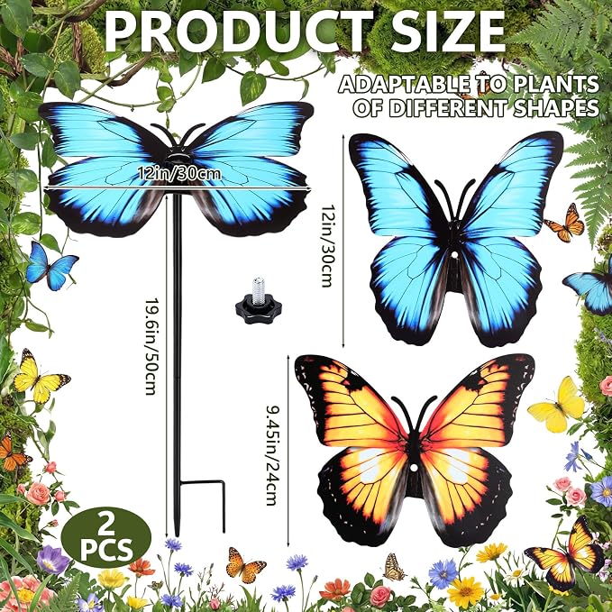 Hsei 2 Pcs Small Metal Plant Umbrella for Outdoor Butterfly Plants Shade Cover 12 Inch Garden Sunshade Disk for Potted Live Decor Provide Shelter from Blazing Sun