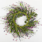26" Spring Summer Wreaths for Front Door, Artificial Green Eucalyptus Lavender Purple Daisies Wildflower Berries Handmade Floral Year Round Indoor Outdoor Porch Home Decor