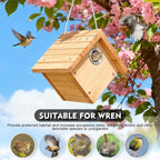 Wren Bird House for Outside, Hanging Wood Nesting Box for House Wrens & Carolina Wrens, 1-1/8" Entrance Hole, Air Vents & Clean-Out Door, Weather-Resistant Birdhouse for Backyard Bird Watching 1 Pack