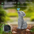 WENYLE Solar Garden Outdoor Statues Dog with Butterfly Lights, Lawn Decor Puppy Figurine for Patio Balcony Yard, Yard Unique Christmas Birthdays Gift for Mom Grandma