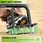 Saker Lawn Aerator Tool, 2026 Upgraded Manual Lawn Aerator with 15-Spike Heavy-Duty Yard Aeration Tool with Spring-Loaded Design, for Loosening Soil Aerating Patio, Yard, Garden Dark Black