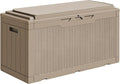 Greesum 100 Gallon Resin Deck Box Large Outdoor Storage with Cushions for Patio Furniture, Garden Tools, Pool Supplies, Weatherproof and UV Resistant, Lockable, Coffee
