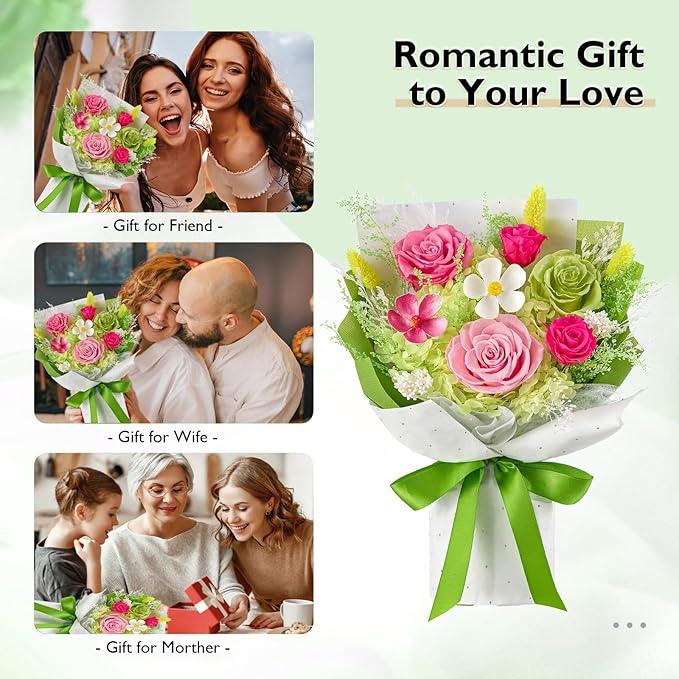 Eterfield Flowers for Delivery Prime, Mother's Day Forever Flower Bouquet, Preserved Pink Roses Birthday Gifts for Her Women Wife Mom Anniversary Valentines Day Christmas