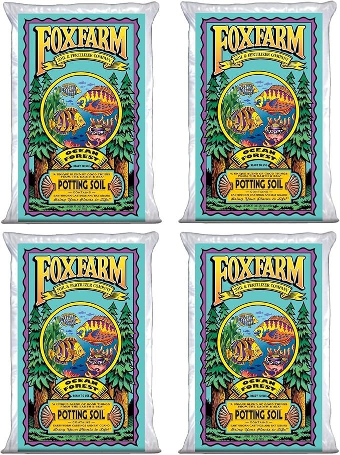 FoxFarm Ocean Forest Potting Soil, 1.5cu ft (Pack of 4) - Light, Aerated Texture, Designed for All Container Plants