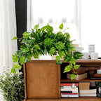 Waipfaru Fake Plants Artificial Plants Indoor, Realistic Artificial Hanging Fake Pothos with Plastic Pots, Faux Pothos for Home Shelf Bathroom Kitchen Office Indoor Outdoor Decor