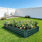 GARDMAX 8x4x1FT Galvanized Raised Garden Bed Kit, Metal Planter Boxes Outdoor with Easy Assembly, Large Garden Bed for Vegetables, Fruits, Flower, Herbs Rectangle Dark Green