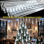 Weepong Christmas Lights Outdoor 32 Tubes 768 LEDs Meteor Shower Lights UL Certified Snow Falling Rain Drop Icicle String Light for Xmas Tree Christmas Decorations Outdoor Wedding Party Window,White