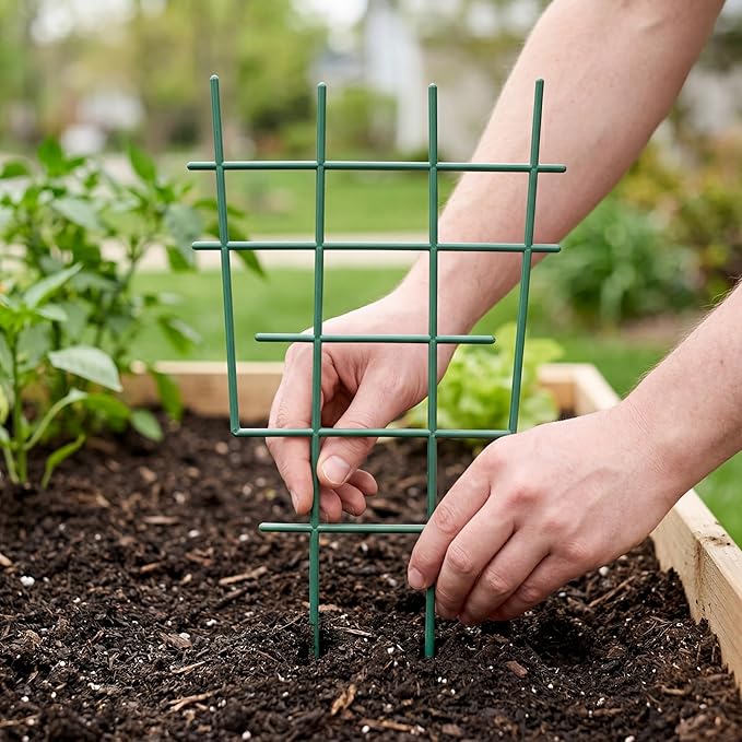 12inch Small Plant Trellis for Climbing Plants Indoor, 5Pcs Plastic Stackable Mini Garden Lattice for Potted Vines, Hoya, Pothos, Plastic Superimposed Support Stakes for Flower Vegetable (Green)