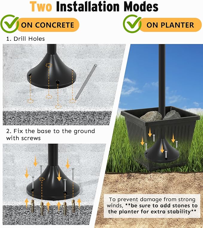 3-Head Solar Lamp Post with Planter, 74" Solar Light Flower Pot Lamp Post, 60Lm Waterproof Solar Light Poles for Outside, Garden, Patio, Yard, Driveway, Replaceable Bulb, Warm White (3000K)