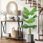 4FT Artificial Tree, Large Fake Monstera Deliciosa Plants with Real Touch Leaves,Faux Tropical Palm Trees for Home Room Decor Indoor Outdoor(1Pack)