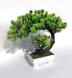 Fake Plants Small Artificial Bonsai Tree for Home Decor Living Room Bathroom Bookshelf Entryway Table Wall Shelf Modern Farmhouse Decor, 8.5" Tall, Green