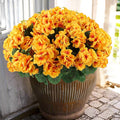 Hananona 12 Pcs Artificial Geranium Flowers for Outdoors Geranium Silk Flowers Outdoor UV Resistant Garden Plants Faux Flowers for Home Kitchen Table Centerpieces Decor (12, Yellow)
