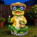 Solar Frog Garden Statue Decor - Waterproof Frog Figurine with Solar LED Blink Eyes,Funny Outdoor Garden Statues for Yard Patio Lawn Ornament,Unique Housewarming, Birthday, Thanksgiving, Mom Gifts