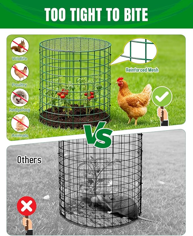 Breeze Touch 6 Pcs Plant Protectors from Animals, 12" H x 12" D Metal Plant Cages for Outdoor Plants, Sturdy Garden Cloches for Plants, Anti-Scratch Chicken Wire Mesh/Fencing, Strawberry Protector