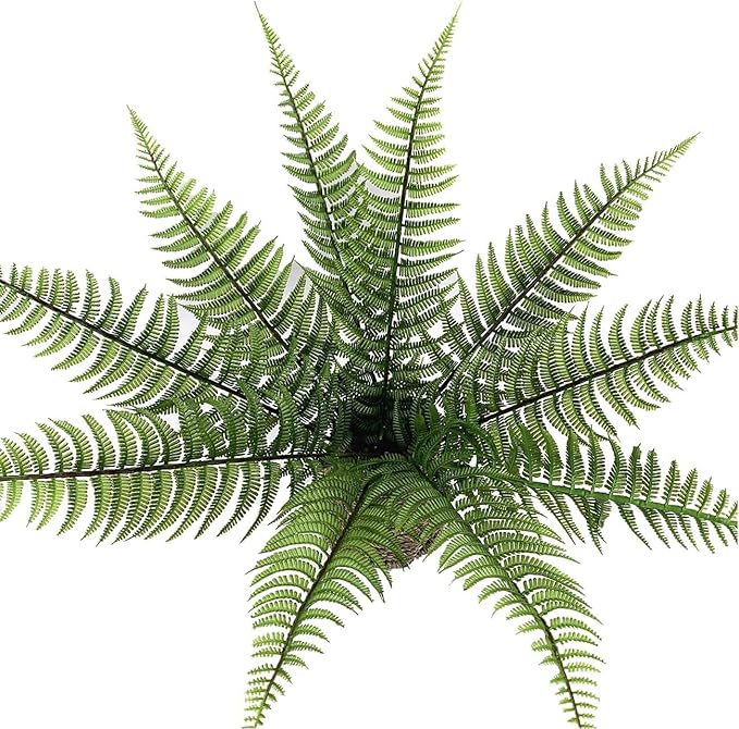 PASYOU Artificial Foliage Plants, Fake Plastic Grass Faux Shrubs Simulation Fern Leaf Real Decoration for Indoor Outdoor Home Decor Garden Party Balcony Patio Planter Filler DIY - Ferns Leaves 10 Pcs