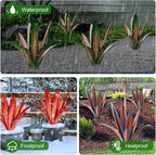 TOMBABY Enlarge Thickened Wind Resistant Metal Agave Garden Art Metal Plant Country Garden Sculpture Statue Outdoor Decoration Agave Metal Plant Courtyard Garden Lawn Ornament Gift (1, 12 Leaves red)
