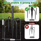Heavy Duty Double Shepherd Hooks for Outdoor 1-in Dia with 5-Prong Base, 88inch Adjustable Decorative Metal Bird Feeder Pole for Hanging Bird Nest, Plant Basket,Lantern,Solar Light 2 Pack