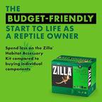 Zilla Tropical Habitat Accessory Kit, Starter Kit for Reptiles, Easy Start for Tropical-Dwelling Reptiles, Includes Lighting, Heating, Bedding and Food, Ideal for Size 10G Terrariums
