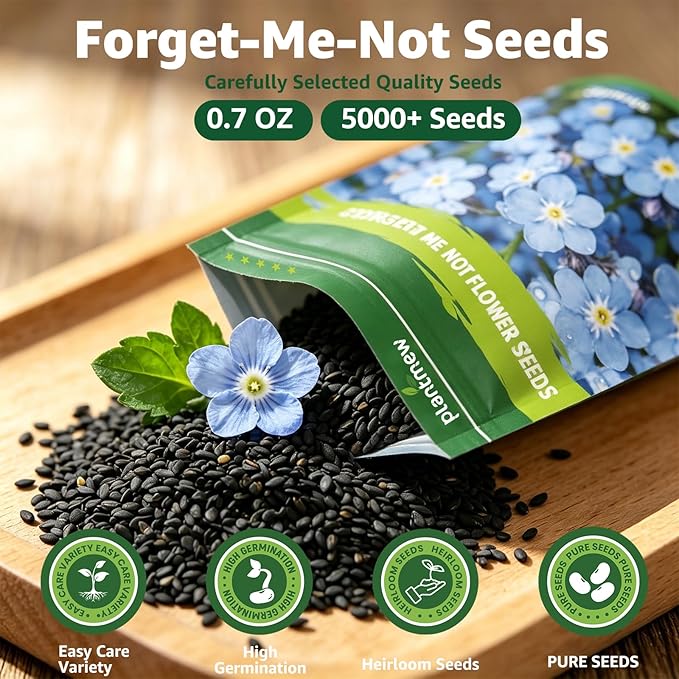 5600+ Forget Me Not Seeds for Planting, Easy to Grow Blue Forget-Me-Not Flowers, Perennial Wildflower Seeds for Ground Cover, Borders & Pollinator Gardens