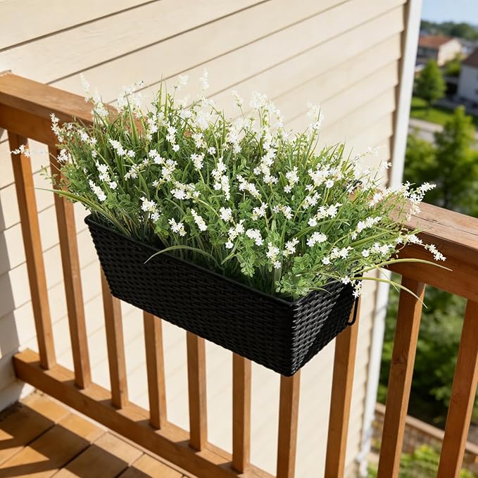 Outdoor Faux Plants UV Resistant - 12 Bouquets Realistic Artificial Monkey Grass Greenery for Patio Garden Front Porch Decor Weatherproof Fake Plants for Outside