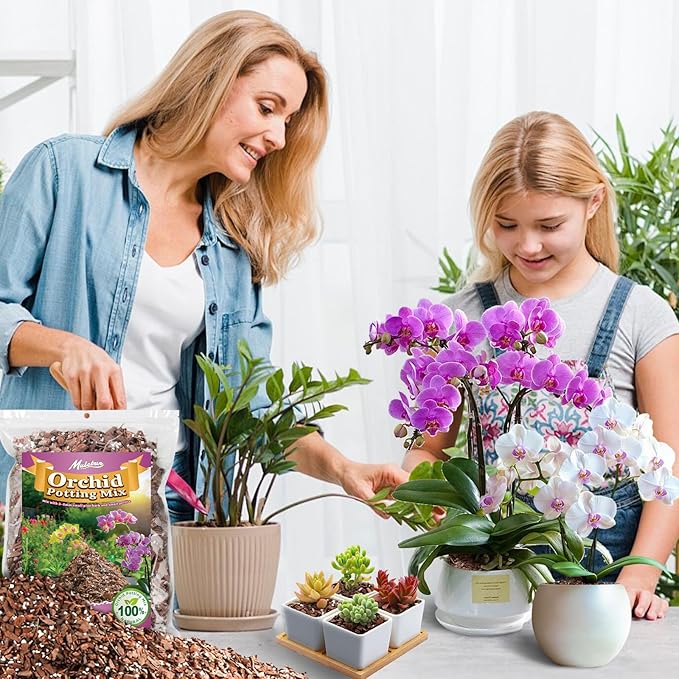 Orchid Bark Potting Mix - 29QT Natural Orchid Potting Mix for Repotting, Blended with Small Pine Bark and Perlite to Provide Ideal Ventilation and Good Drainage for Orchids and Other Potted Plants