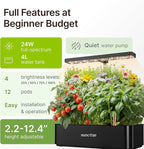 SUNCOZE Hydroponics Growing System Kit 12 Pods, 24W LED Grow Light Indoor Garden, 4L Water Tank with Quiet Pump, Adjustable Height Herb Garden Planter Indoor Kit, Gardening Gifts, Black