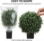 26" H x 18" W Artificial Boxwood Topiary Ball – Realistic UV-Resistant Artificial Shrub with Weighted Pot, Set of 2 – Indoor/Outdoor Year-Round Green Décor for Porch, Garden, Patio