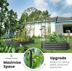 KING BIRD Raised Garden Bed with Arched Trellis Galvanized Planter Garden Box Outdoor for Gardening, Climbing Vegetables, Flowers 2PCS 7.87x3.94x0.98 Ft, Dark Grey