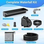 NFESOLAR Pond Waterfall Spillway Kit, Includes 23.6" W Stainless Pond Waterfall Box, 1200 GPH Water Pump, 10FT Corrugated Tubing for Outdoor Ponds Pool Streams up to 3000 Gallons N4611
