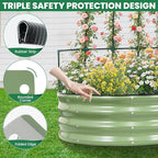 Galvanized Raised Garden Bed with Wall Trellis | 6x3x1FT Metal Raised Garden Beds Outdoor for Gardening Climbing Plants | Planter Box Outdoor with Gloves for Vegetable Flower, OliveGreen