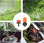 Garden Automatic Irrigation System 164FT 200 Pack Drip Irrigation Kit 1/4" Blank Distribution Tubing Watering Drip Kit Automatic Irrigation Equipment for Garden,Patio,Greenhouse, Flower Bed,Lawn